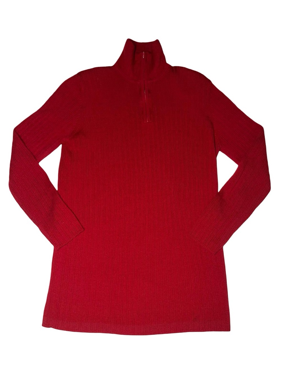 Lord & Taylor Extra Fine Merino Wool Ribbed Quarter-Zip Pullover Sweater flawed